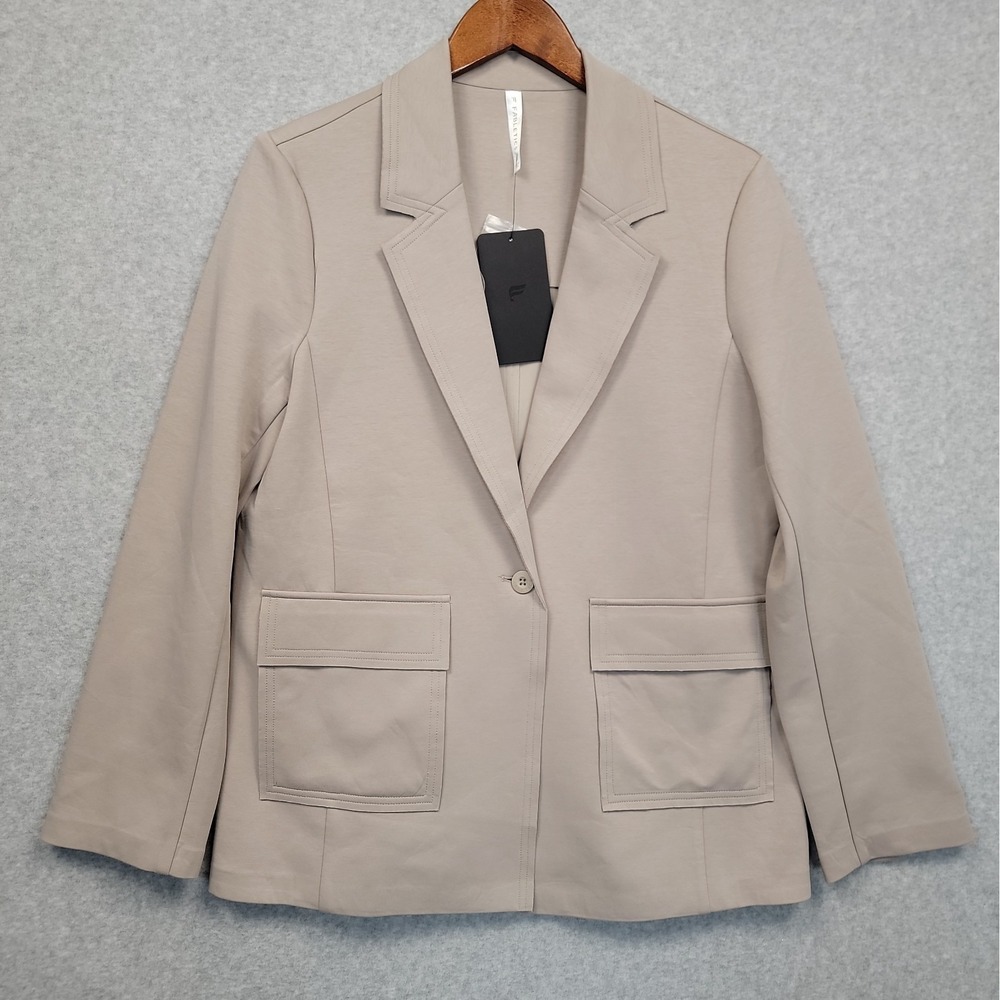 NEW Fabletics Oversized Blazer Taupe One Button Jacket Women's Size M Stretch